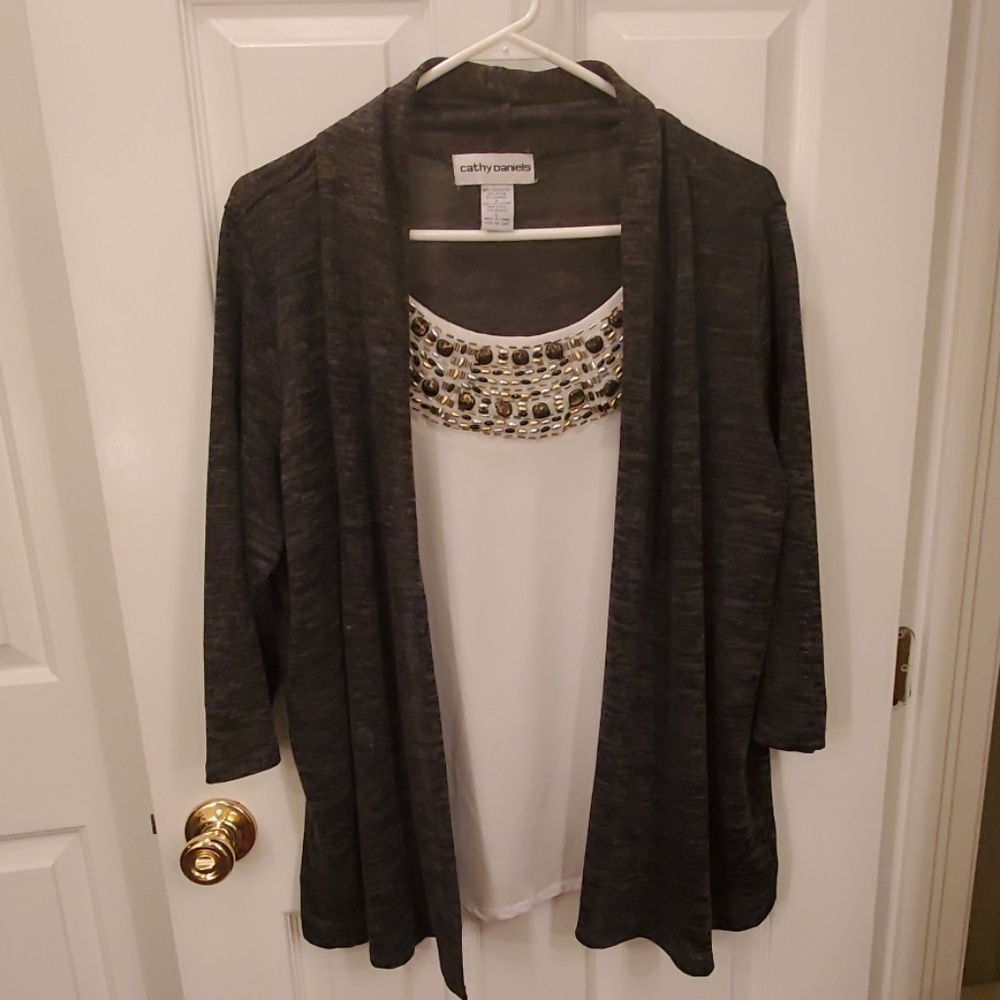 Cathy Daniels Tank top with cardigan attached